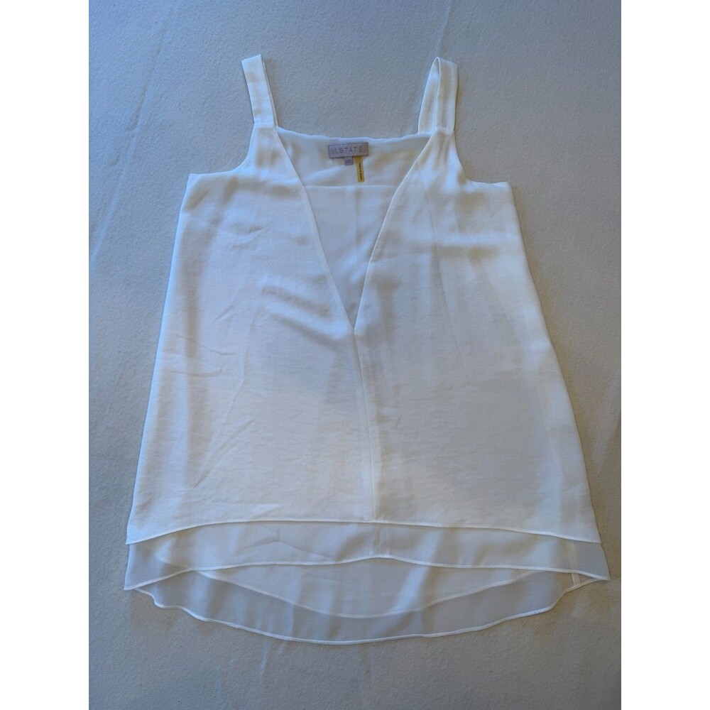 1.State White Chiffon sleeveless blouse sz XXS NWOT